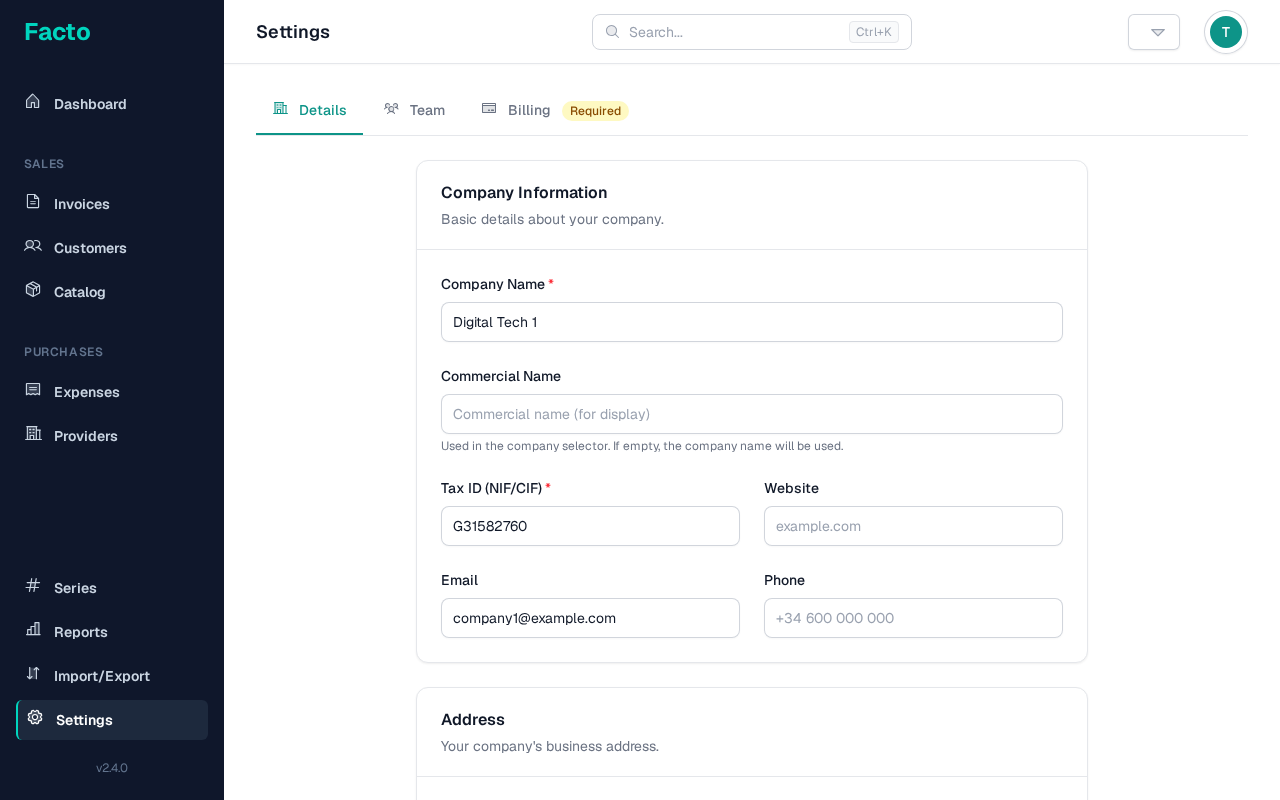 Formulario de empresa